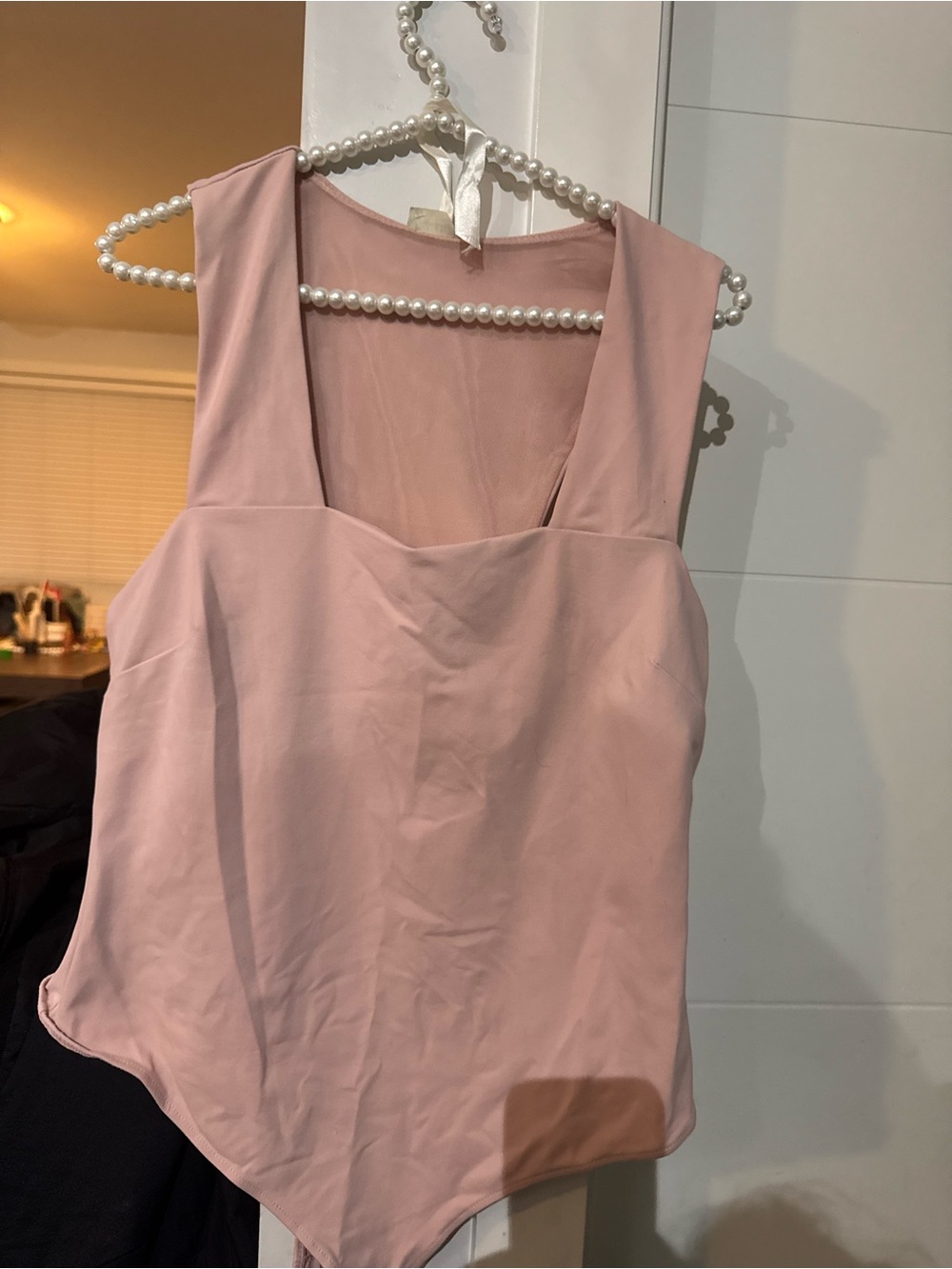 FREE PEOPLE Blush Pink Women's Square Neck Tank bodysuit
